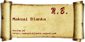 Maksai Blanka névjegykártya